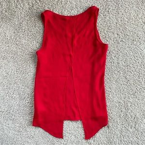 Express Open Back Red Sleeveless Top Size XS Flowy Solid Tie-Back Cherry Bright